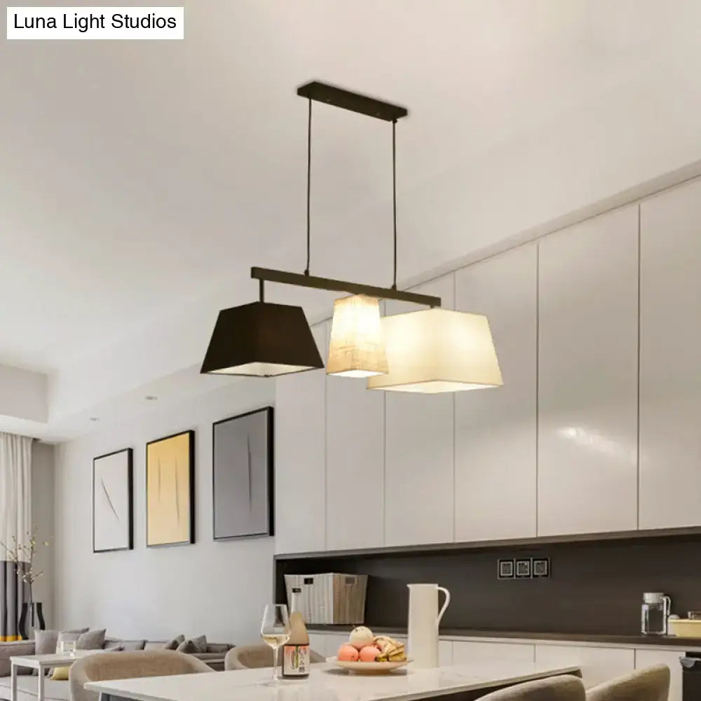Modern trapezoid fabric island light kitchen hanging lamp