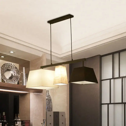 Modern trapezoid fabric island light kitchen hanging lamp