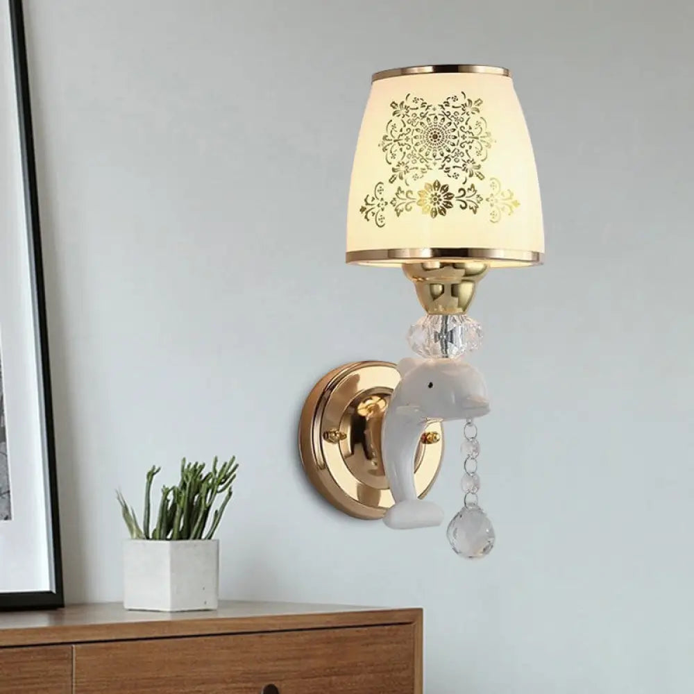 DecorBites™ Modern Trapezoid Opal Glass Shade Wall Sconce - Gold Finish 1/2-Light Wall Mount Lamp Fixture