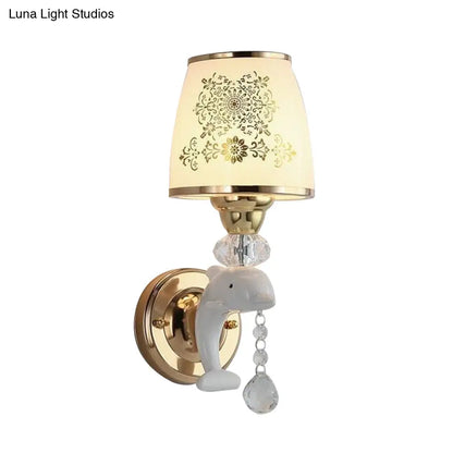 DecorBites™ Modern Trapezoid Opal Glass Shade Wall Sconce - Gold Finish 1/2-Light Wall Mount Lamp Fixture