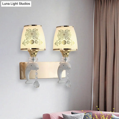 DecorBites™ Modern Trapezoid Opal Glass Shade Wall Sconce - Gold Finish 1/2-Light Wall Mount Lamp Fixture