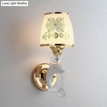 DecorBites™ Modern Trapezoid Opal Glass Shade Wall Sconce - Gold Finish 1/2-Light Wall Mount Lamp Fixture