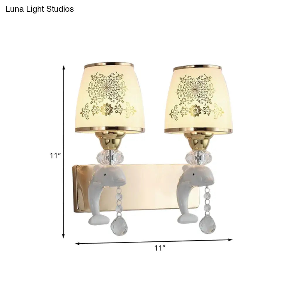 DecorBites™ Modern Trapezoid Opal Glass Shade Wall Sconce - Gold Finish 1/2-Light Wall Mount Lamp Fixture