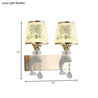 DecorBites™ Modern Trapezoid Opal Glass Shade Wall Sconce - Gold Finish 1/2-Light Wall Mount Lamp Fixture