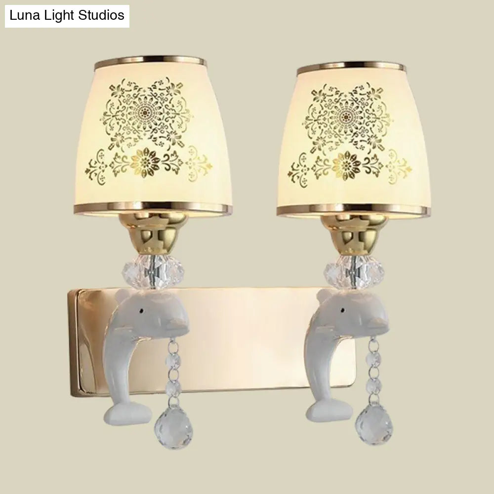 DecorBites™ Modern Trapezoid Opal Glass Shade Wall Sconce - Gold Finish 1/2-Light Wall Mount Lamp Fixture