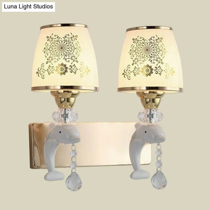 DecorBites™ Modern Trapezoid Opal Glass Shade Wall Sconce - Gold Finish 1/2-Light Wall Mount Lamp Fixture