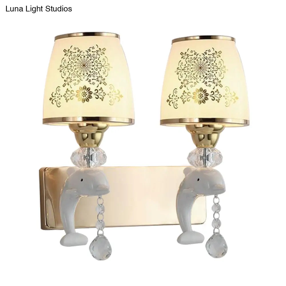 DecorBites™ Modern Trapezoid Opal Glass Shade Wall Sconce - Gold Finish 1/2-Light Wall Mount Lamp Fixture