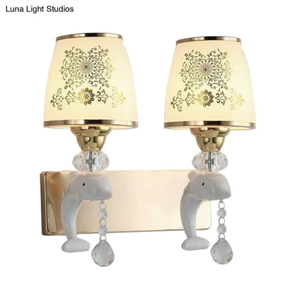 DecorBites™ Modern Trapezoid Opal Glass Shade Wall Sconce - Gold Finish 1/2-Light Wall Mount Lamp Fixture