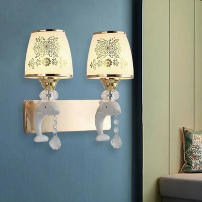 DecorBites™ Modern Trapezoid Opal Glass Shade Wall Sconce - Gold Finish 1/2-Light Wall Mount Lamp Fixture