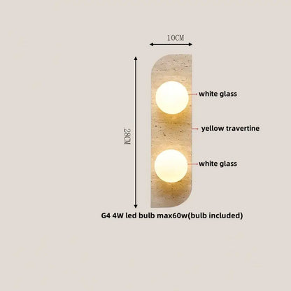 Modern travertine and white led wall light bedroom reading lamp