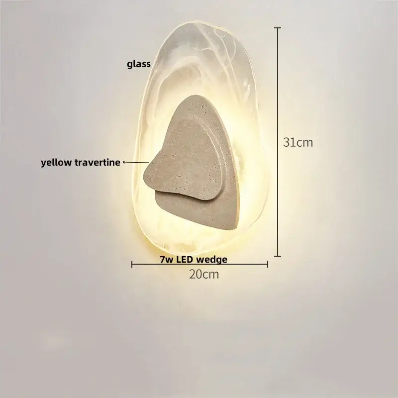 Modern travertine and white led wall light bedroom reading lamp
