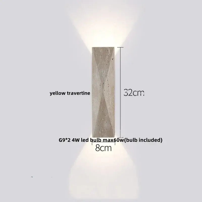 Modern travertine and white led wall light bedroom reading lamp