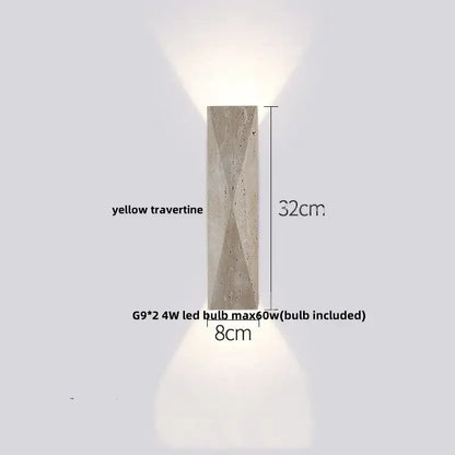 Modern travertine and white led wall light bedroom reading lamp
