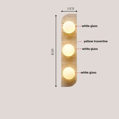 Modern travertine and white led wall light bedroom reading lamp