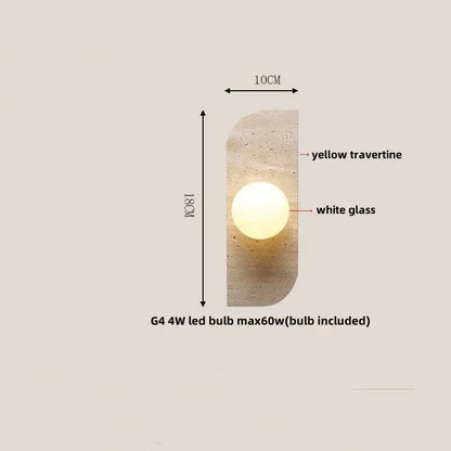 Modern travertine and white led wall light bedroom reading lamp