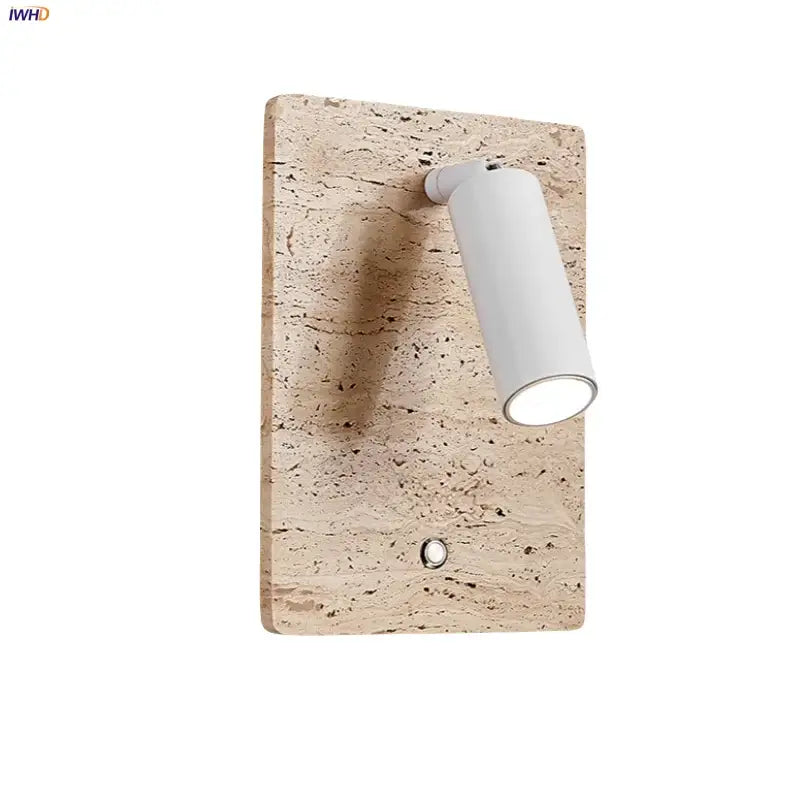 Modern travertine and white led wall light bedroom reading lamp