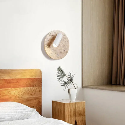 Modern travertine and white led wall light bedroom reading lamp