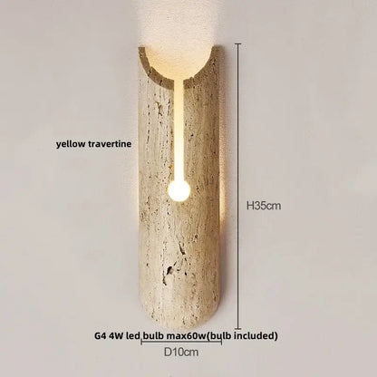 Modern travertine and white led wall light bedroom reading lamp