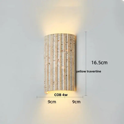Modern travertine and white led wall light bedroom reading lamp