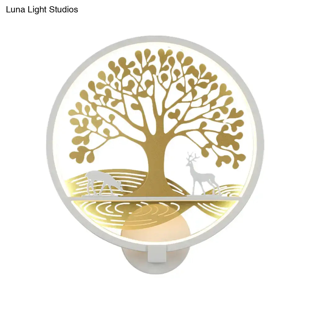 Modern tree of life wall lamp black & white bedroom mural light