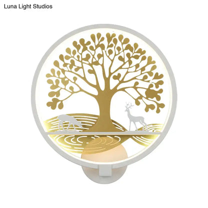 Modern tree of life wall lamp black & white bedroom mural light