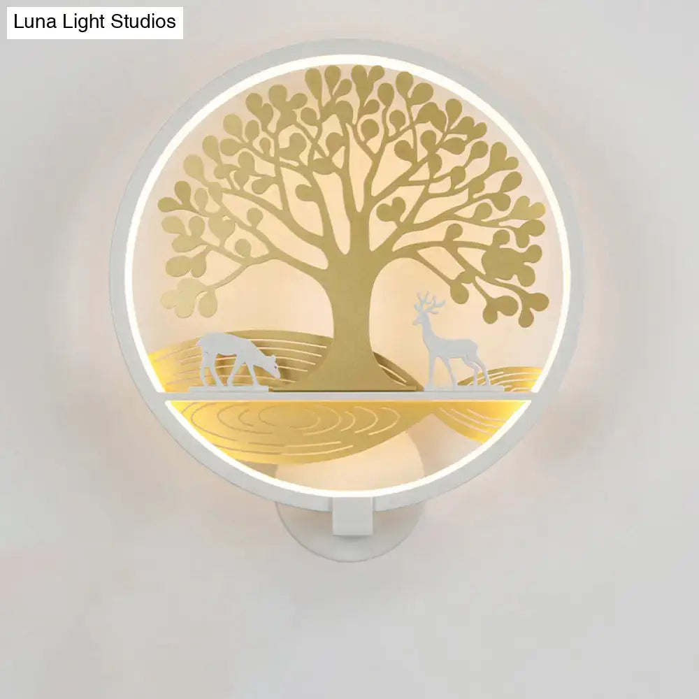 Modern tree of life wall lamp black & white bedroom mural light