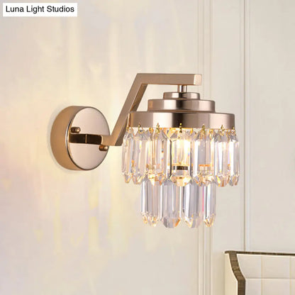 DecorBites™ Modern Tri-Sided Crystal Rod Gold Wall Sconce with Single Bulb - Elegant Wall Mount Lighting Fixture