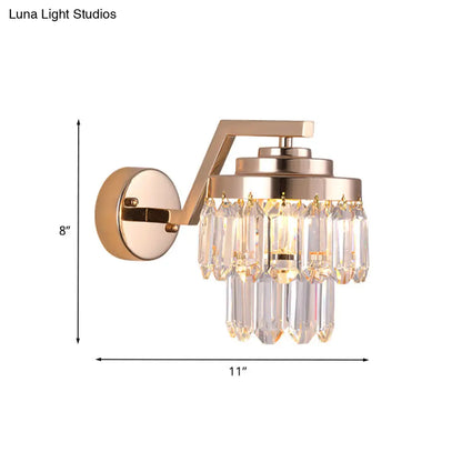 DecorBites™ Modern Tri-Sided Crystal Rod Gold Wall Sconce with Single Bulb - Elegant Wall Mount Lighting Fixture
