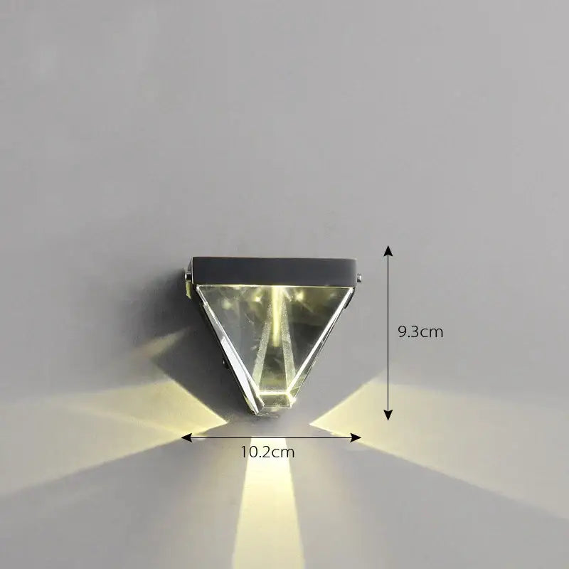 Modern triangular bronze crystal wall sconce for living room