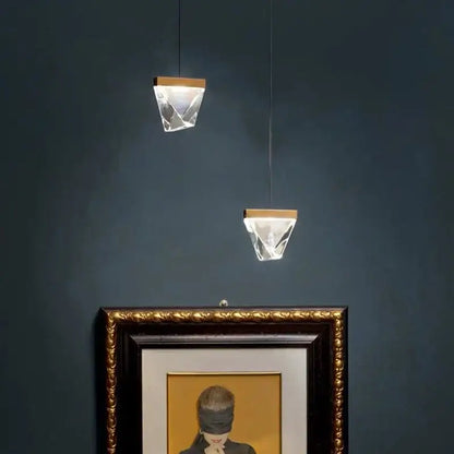 Modern triangular bronze crystal wall sconce for living room
