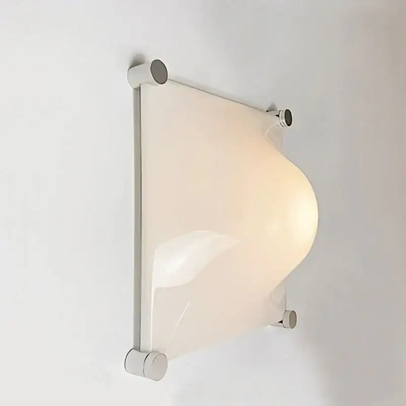 Modern triangular cream style wall lamp bedroom frosted glass sconce