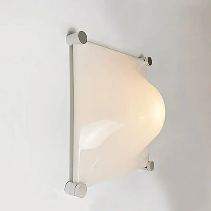 Modern triangular cream style wall lamp bedroom frosted glass sconce