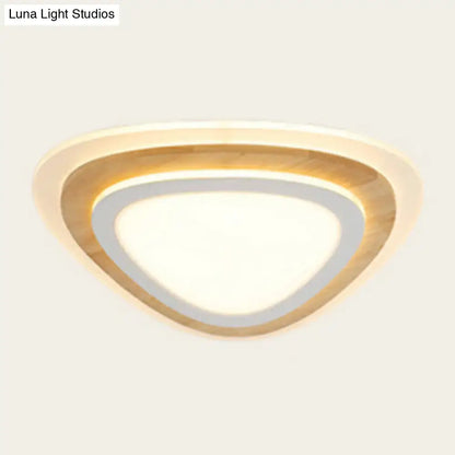 Modern triangular wood led flush mount kids bedroom light