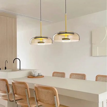 Modern tricolor glass pendant light dining room hanging lamp
