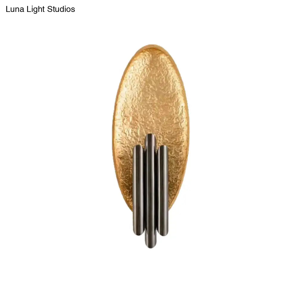 DecorBites™ Modern Tube Iron Wall Mount 2-Light Sconce with Oval Foil Backplate