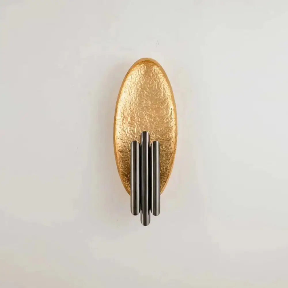 DecorBites™ Modern Tube Iron Wall Mount 2-Light Sconce with Oval Foil Backplate