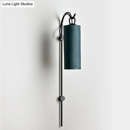 DecorBites™ Modern Tube Sconce Lighting with Green/White Fabric Shade - 1 Light Living Room Lighting in Black/Gold