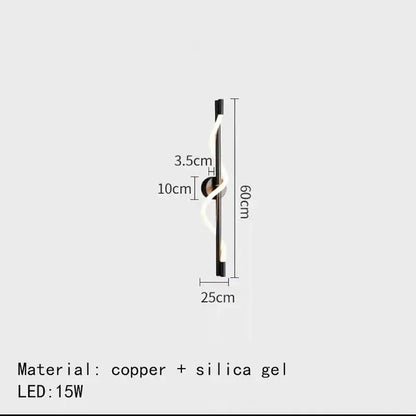 Modern twisted black dimming wall lights bedroom led sconce