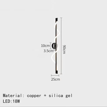 Modern twisted black dimming wall lights bedroom led sconce