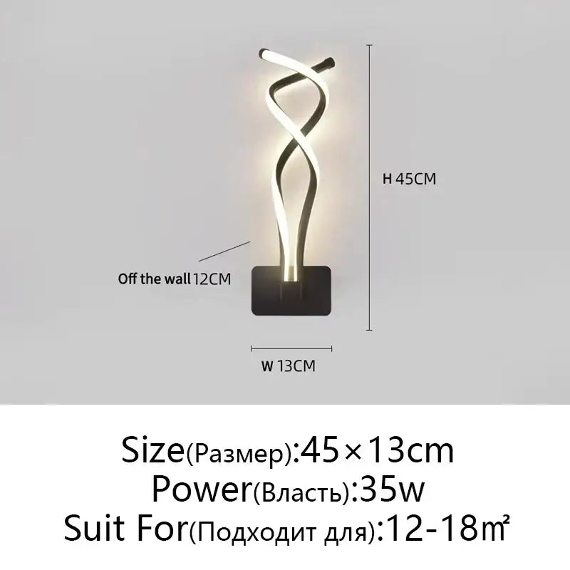 Modern twisted black & white led wall lamps bedroom lighting