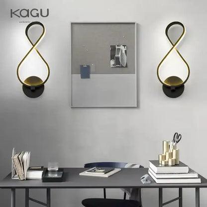Modern twisted black & white led wall lamps bedroom lighting
