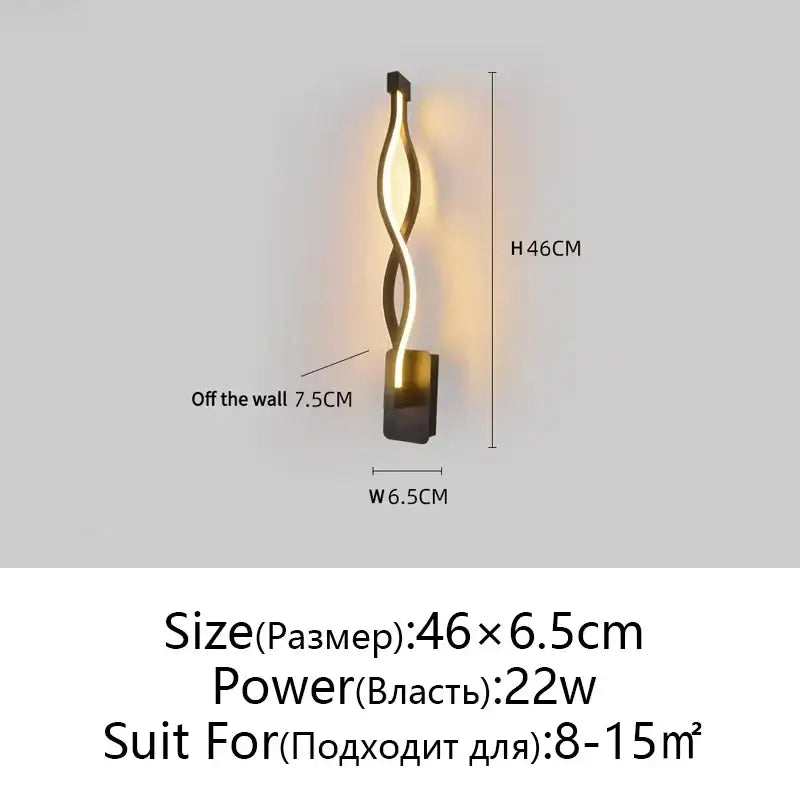 Modern twisted black & white led wall lamps bedroom lighting