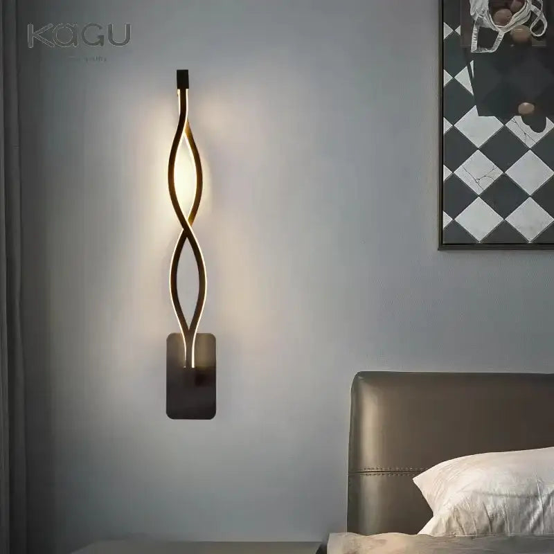 Modern twisted black & white led wall lamps bedroom lighting