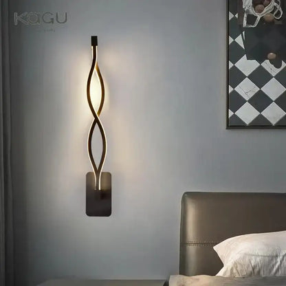 Modern twisted black & white led wall lamps bedroom lighting