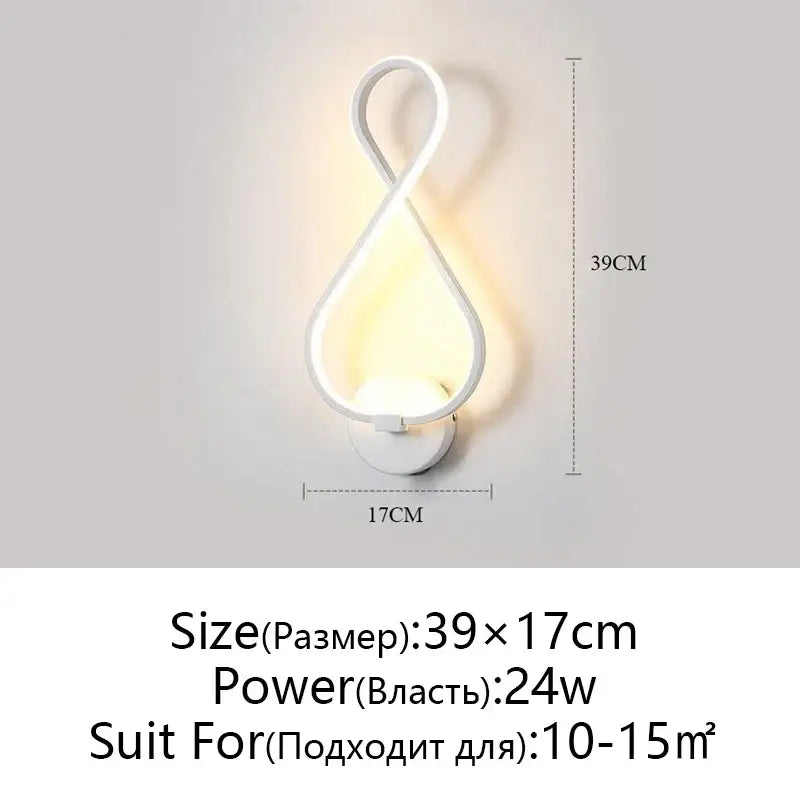 Modern twisted black & white led wall lamps bedroom lighting