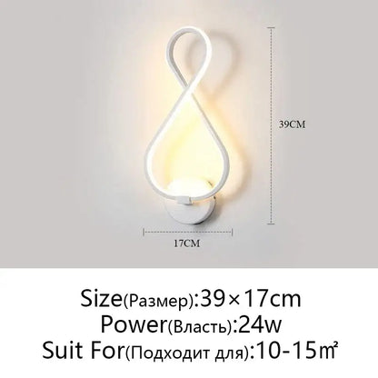 Modern twisted black & white led wall lamps bedroom lighting