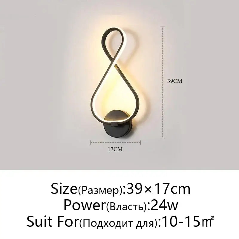 Modern twisted black & white led wall lamps bedroom lighting