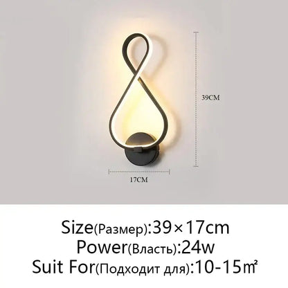 Modern twisted black & white led wall lamps bedroom lighting