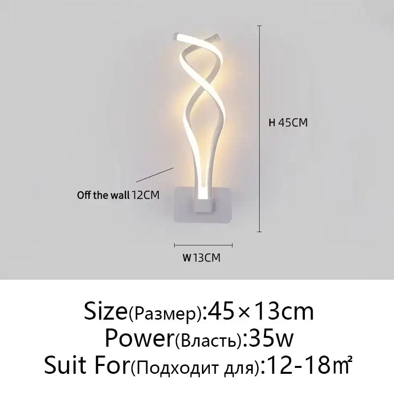 Modern twisted black & white led wall lamps bedroom lighting