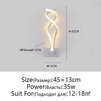 Modern twisted black & white led wall lamps bedroom lighting